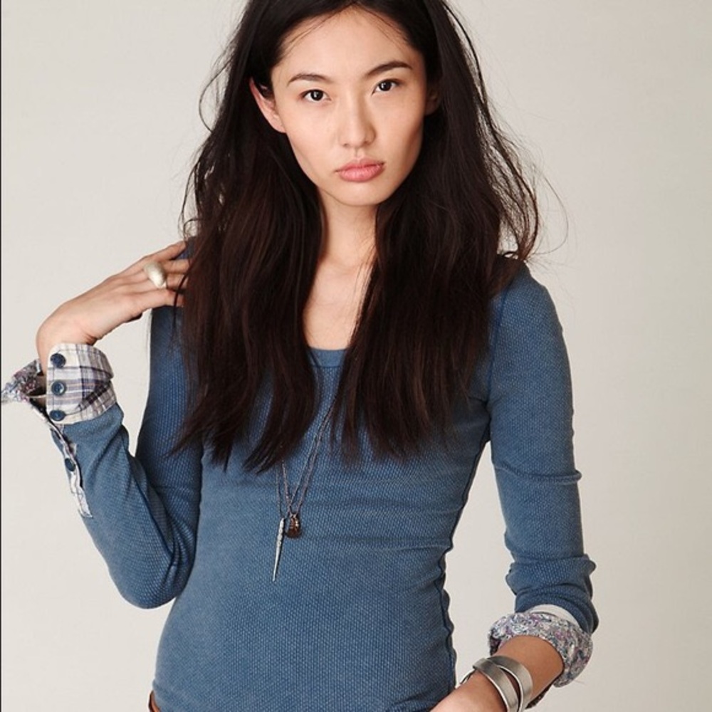 Free People Long Sleeves Waffle Shirt  XS